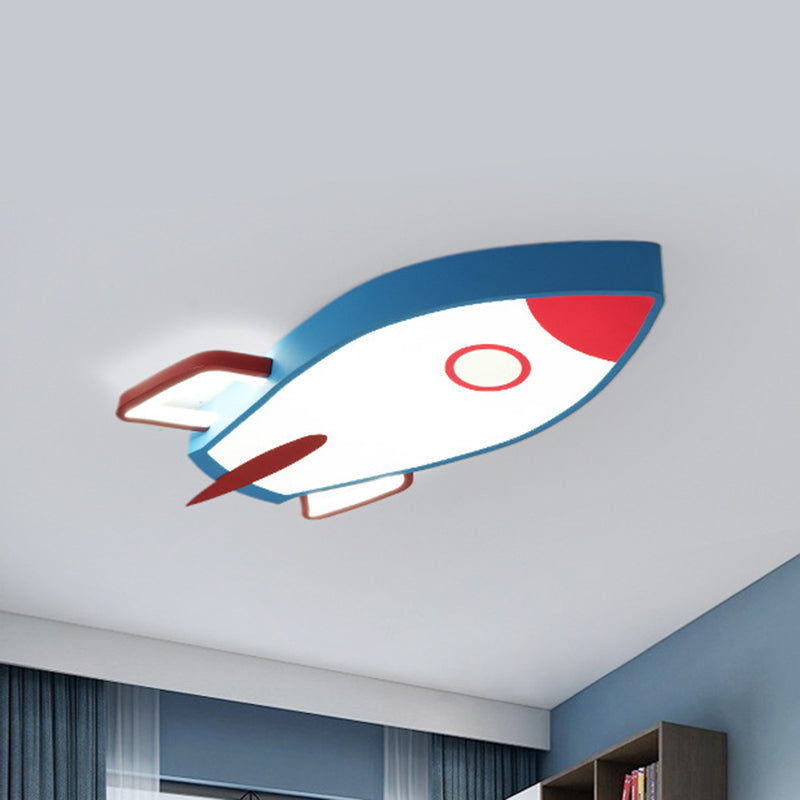 Rocket Bedroom Flushmount Ceiling Fixture Acrylic LED Contemporary Flush Ceiling Light Fixture in Blue