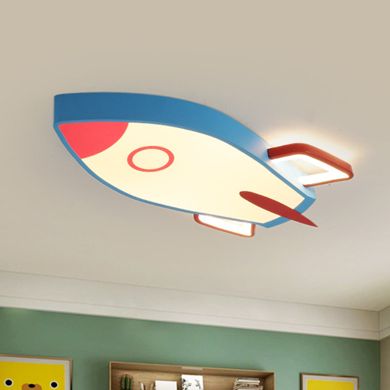 Rocket Bedroom Flushmount Ceiling Fixture Acrylic LED Contemporary Flush Ceiling Light Fixture in Blue