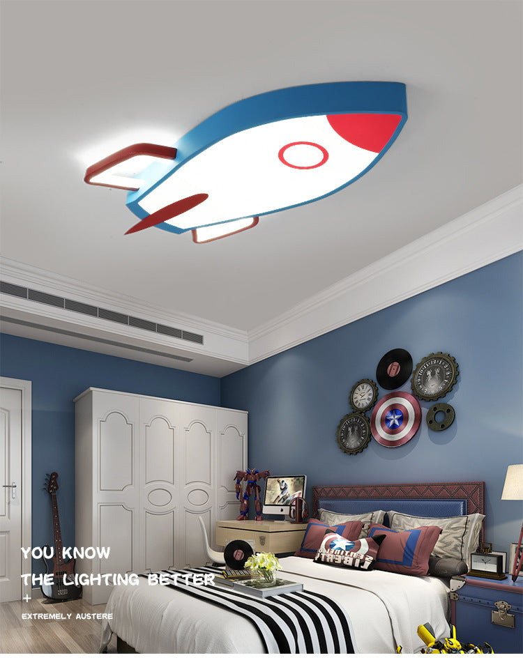 Rocket Bedroom Flushmount Ceiling Fixture Acrylic LED Contemporary Flush Ceiling Light Fixture in Blue