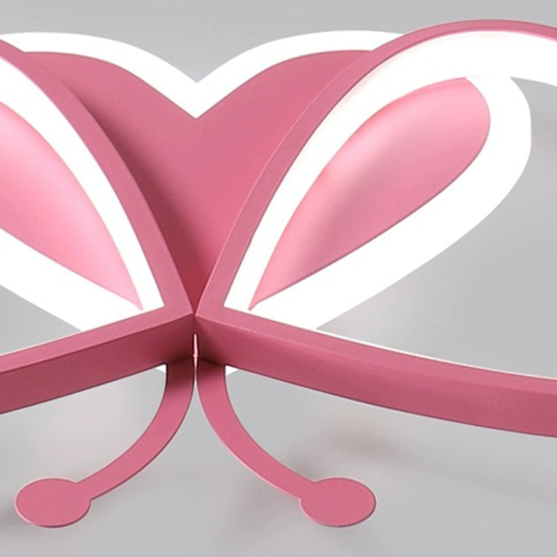 Pink Butterfly Close To Ceiling Lighting Cartoon LED Acrylic Ceiling Light Fixture
