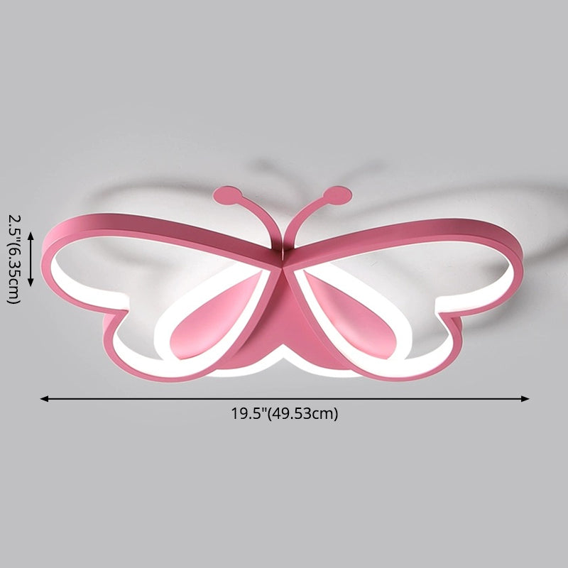 Pink Butterfly Close To Ceiling Lighting Cartoon LED Acrylic Ceiling Light Fixture