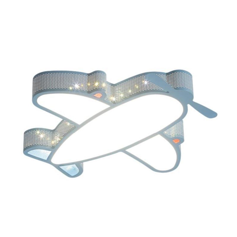 Acrylic Airplane Flush Mount Ceiling Light Contemporary LED Flushmount Ceiling Lamp in Blue