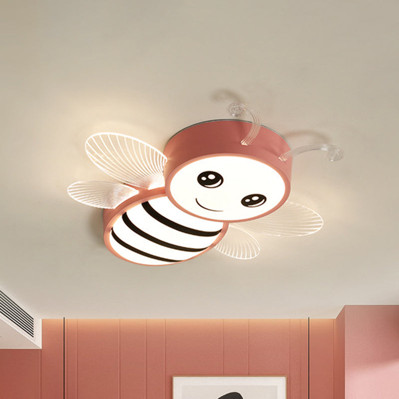 Metal Bee Flush Mount Plafond Verlichting Armatuur Kids Stijl LED Dicht Bij Plafond Lamp