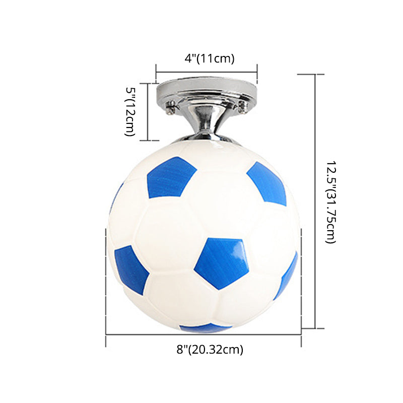 Football Ceiling Mounted Fixture Kids Style Glass Bedroom Close To Ceiling Lighting