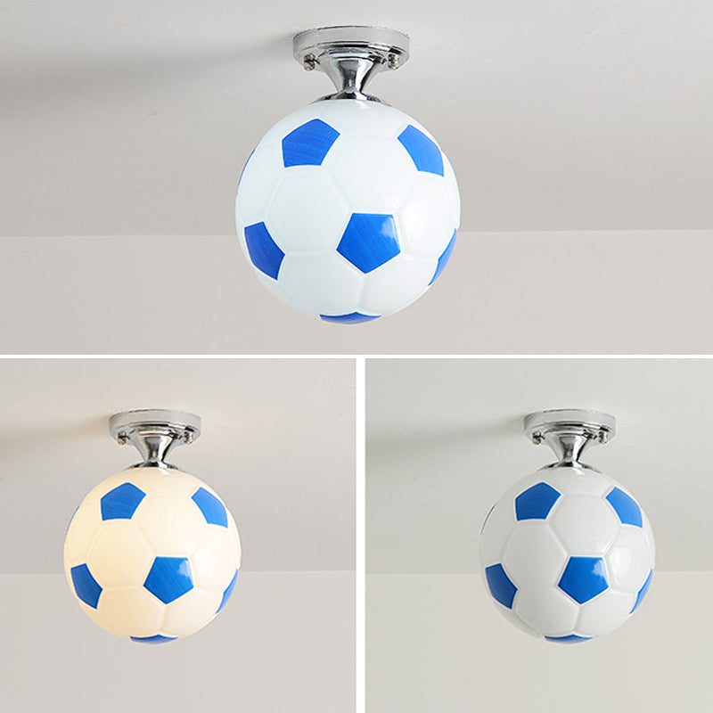 Football Ceiling Mounted Fixture Kids Style Glass Bedroom Close To Ceiling Lighting