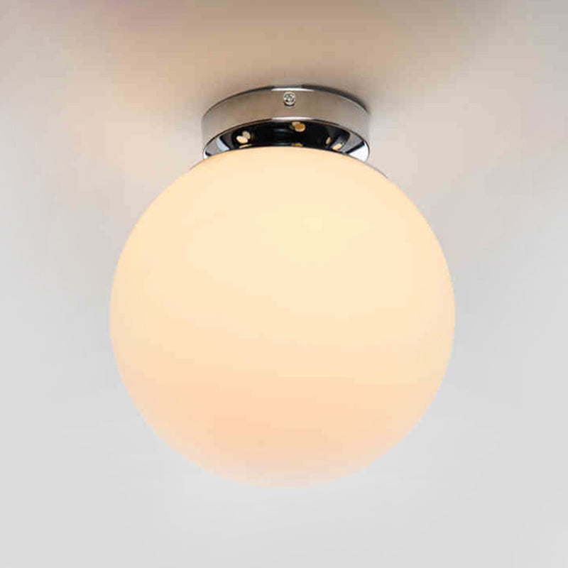 Plafonnier encastré pour allée sphérique, luminaire moderne en verre blanc