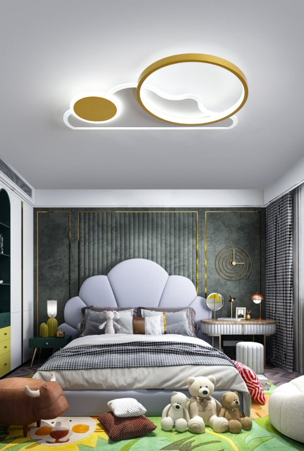Cloud and Circle Bedroom Flush Ceiling Light Fixture Acrylic LED Simplicity Ceiling Mounted Fixture