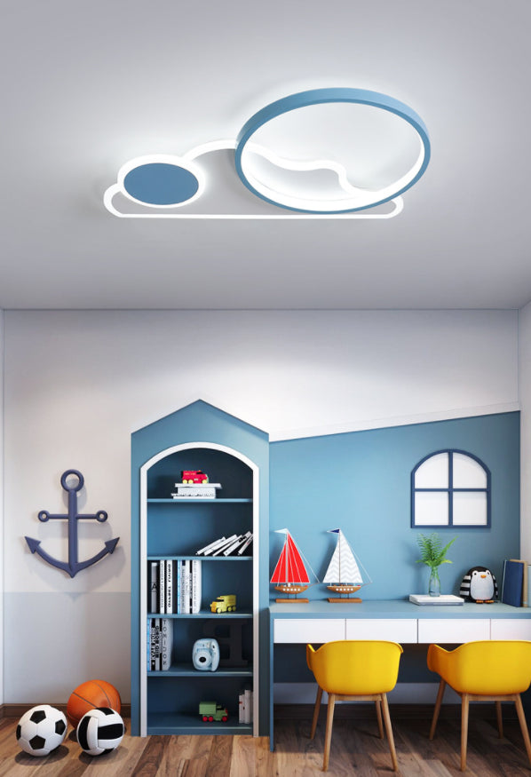Cloud and Circle Bedroom Flush Ceiling Light Fixture Acrylic LED Simplicity Ceiling Mounted Fixture
