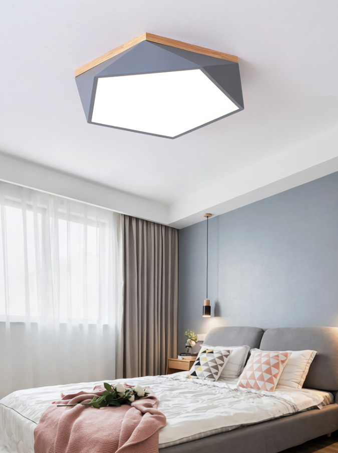 Lámpara de techo empotrada para dormitorio LED de metal de estilo moderno con iluminación empotrada del Pentágono