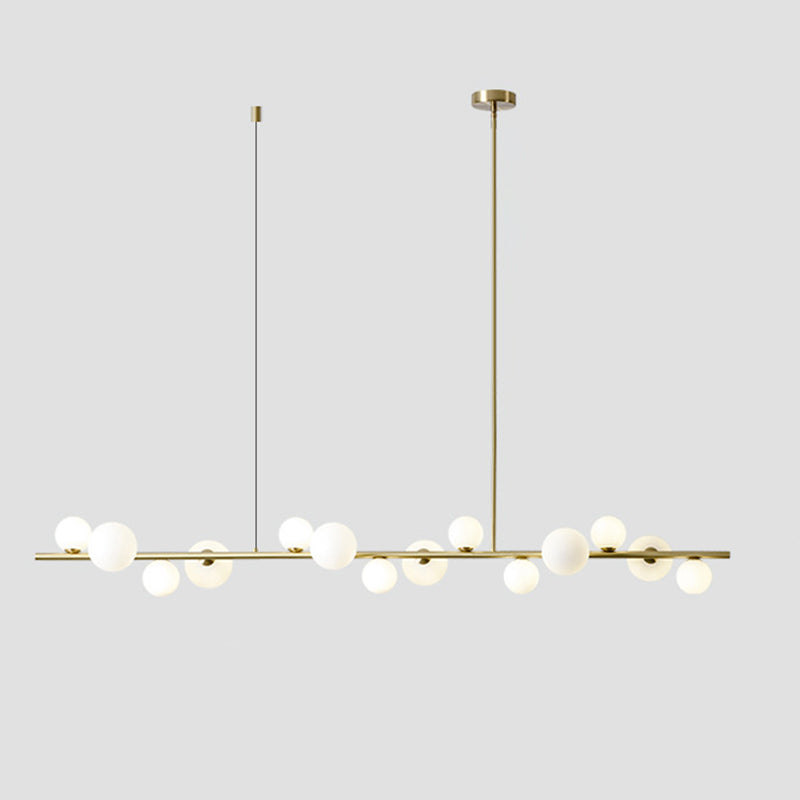 Minimalisme moderne Gold Metal Island Pendant Lighting Sphérique Glass Island Plafond Light pour table à manger