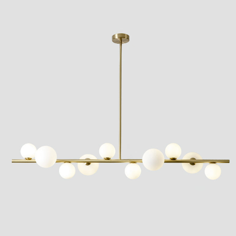 Minimalisme moderne Gold Metal Island Pendant Lighting Sphérique Glass Island Plafond Light pour table à manger