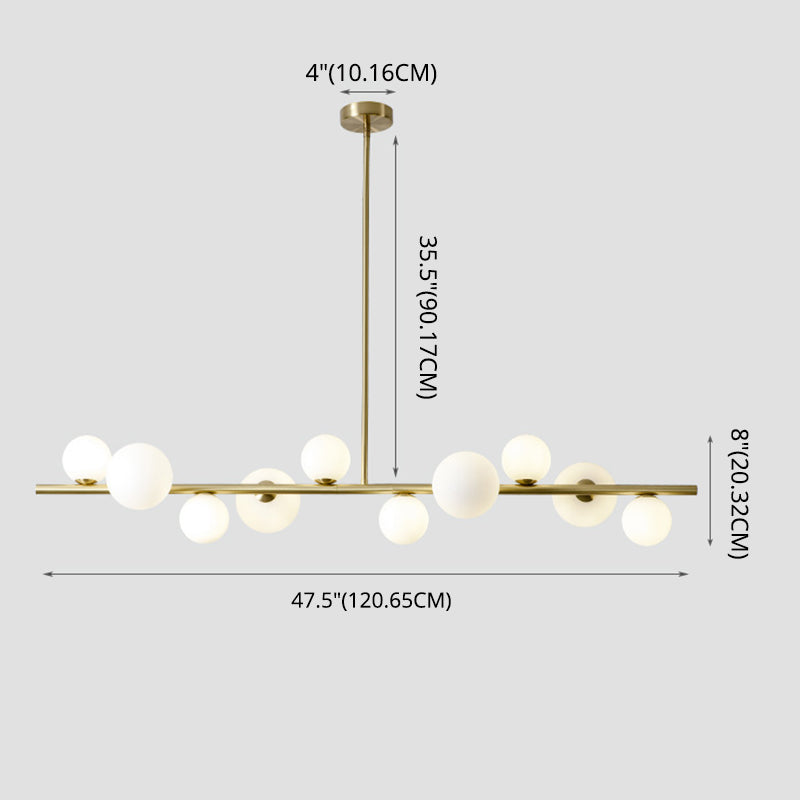 Minimalisme moderne Gold Metal Island Pendant Lighting Sphérique Glass Island Plafond Light pour table à manger