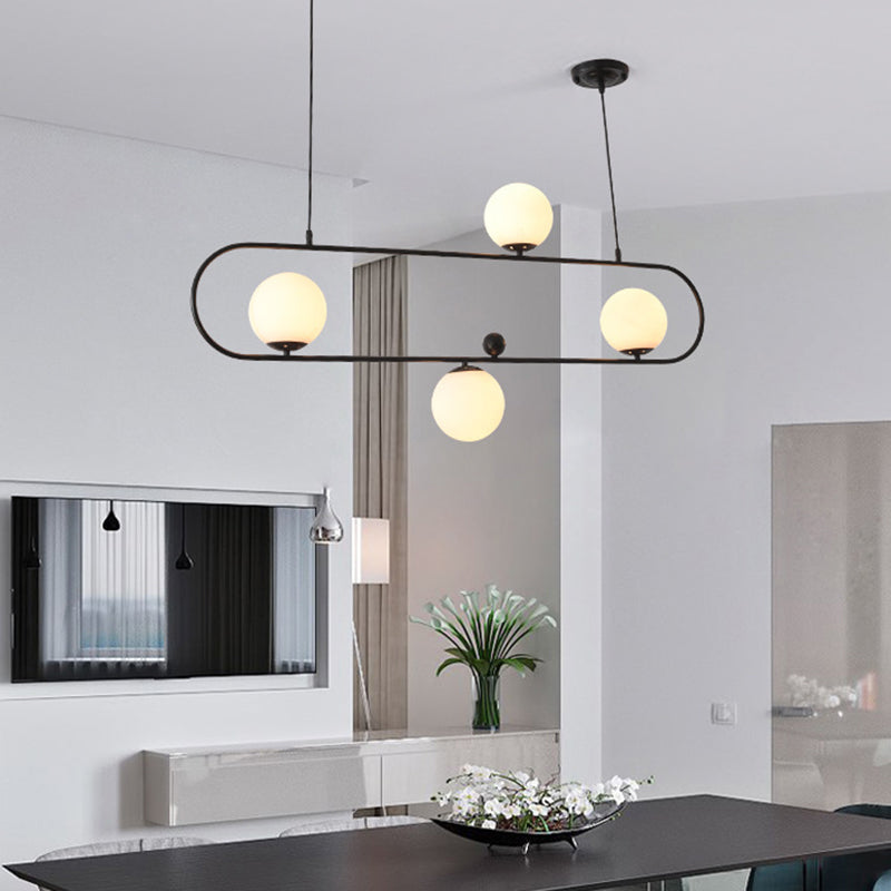 Modern Minimalism Ellipse Shape Island Pendant Lighting Globe Glass Island Ceiling Light for Living Room
