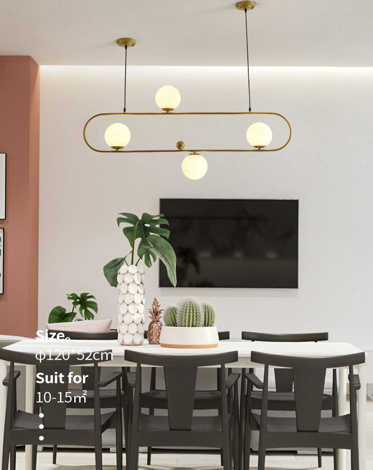 Modern Minimalism Ellipse Shape Island Pendant Lighting Globe Glass Island Ceiling Light for Living Room