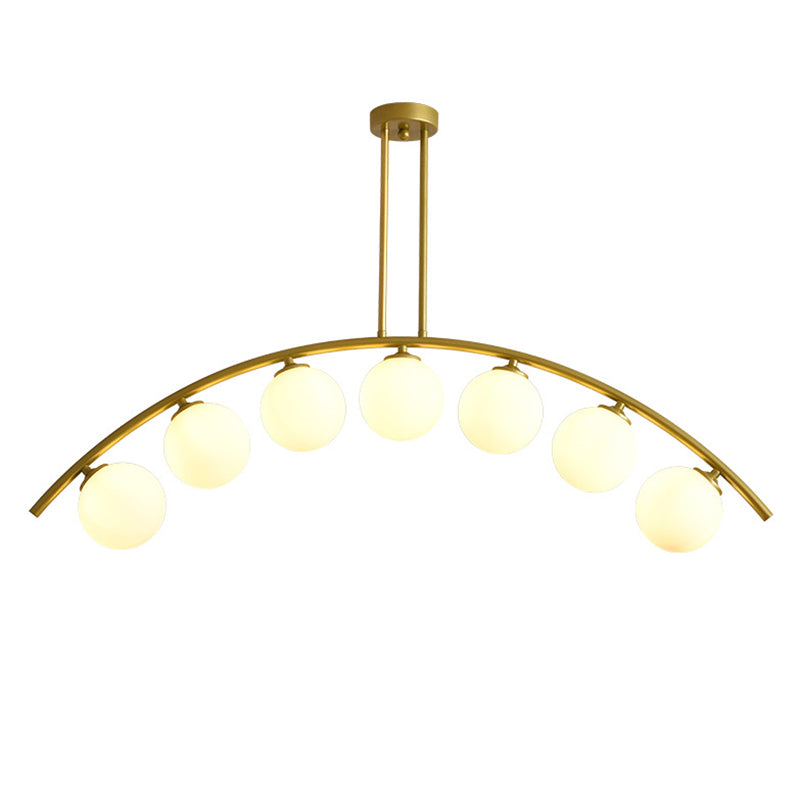 Mid-Century Modern Gold Metal Island Pendant Lighting Spherical Glass Island Ceiling Light for Dining Table