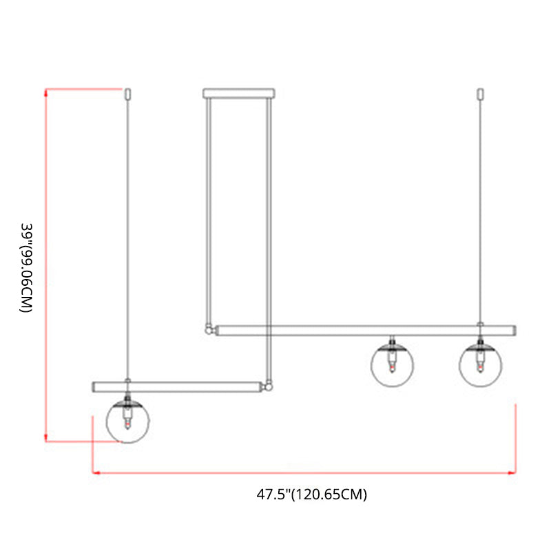 Minimalismo moderno Gold Metal Isola lineare Accensione a sospensione Globe Glass Island Affermazione Luce per soggiorno