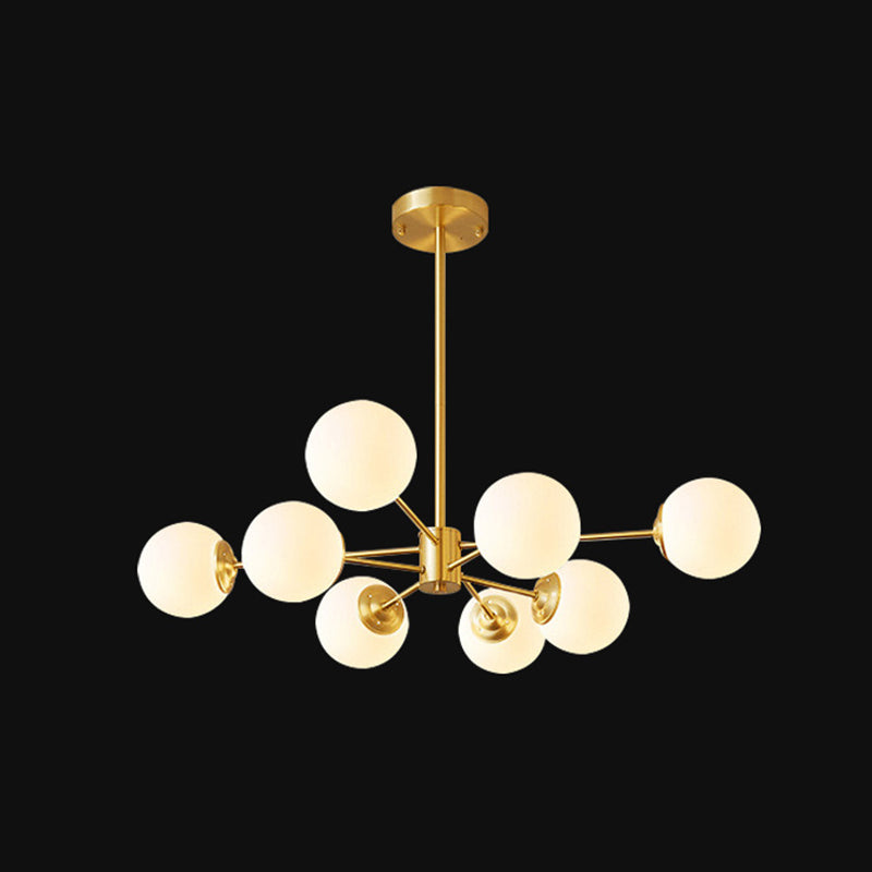 Lampadario a sospensione del metallo post-moderno Light Opal Glass Glass Bidelier in oro per camera da letto