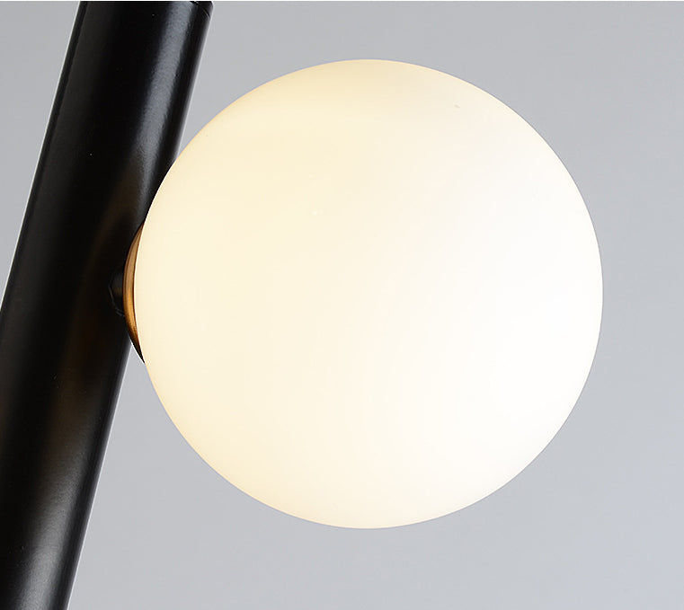 Modern Minimalist Linear Chandelier Light Fixture Spherical White Glass 3 Light Ceiling Chandelier