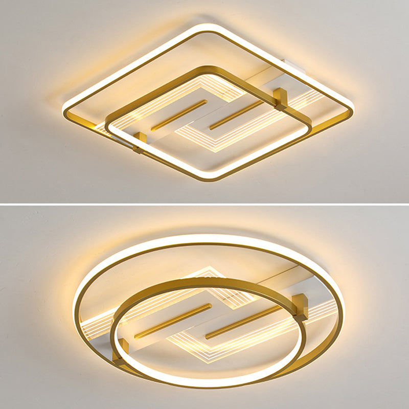 Geomtric Flush Light Metal Modern Flush Mount Ceiling Light Fixtures for Living Room