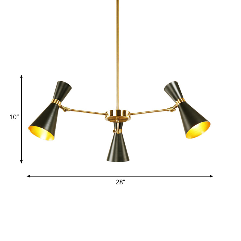 Modern Flared Iron Chandelier Pendant 3/6/8 Lights Ceiling Light in Black for Living Room
