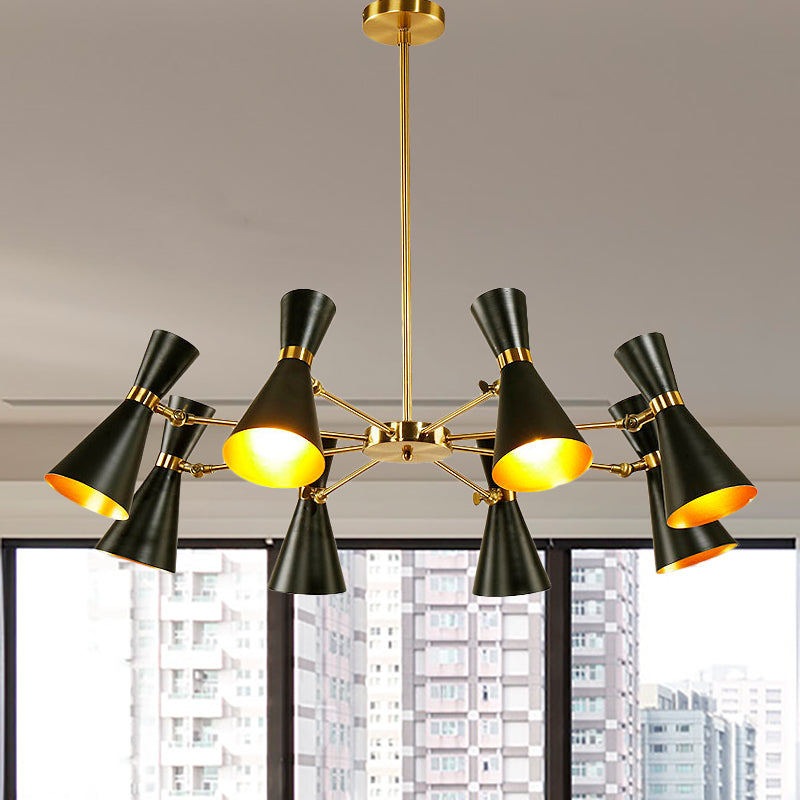 Modern Flared Iron Chandelier Pendant 3/6/8 Lights Ceiling Light in Black for Living Room