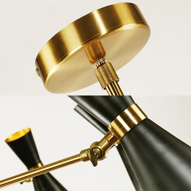 Modern Flared Iron Chandelier Pendant 3/6/8 Lights Ceiling Light in Black for Living Room