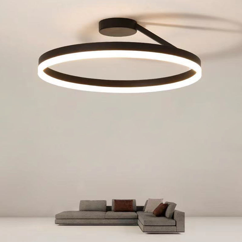 Circular Semi Flush Mount Lighting Contemporary Metal Ceiling Light Fixtures for Bedroom