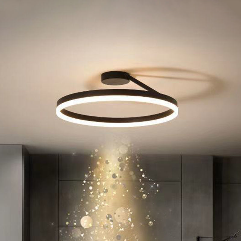 Circular Semi Flush Mount Lighting Contemporary Metal Ceiling Light Fixtures for Bedroom