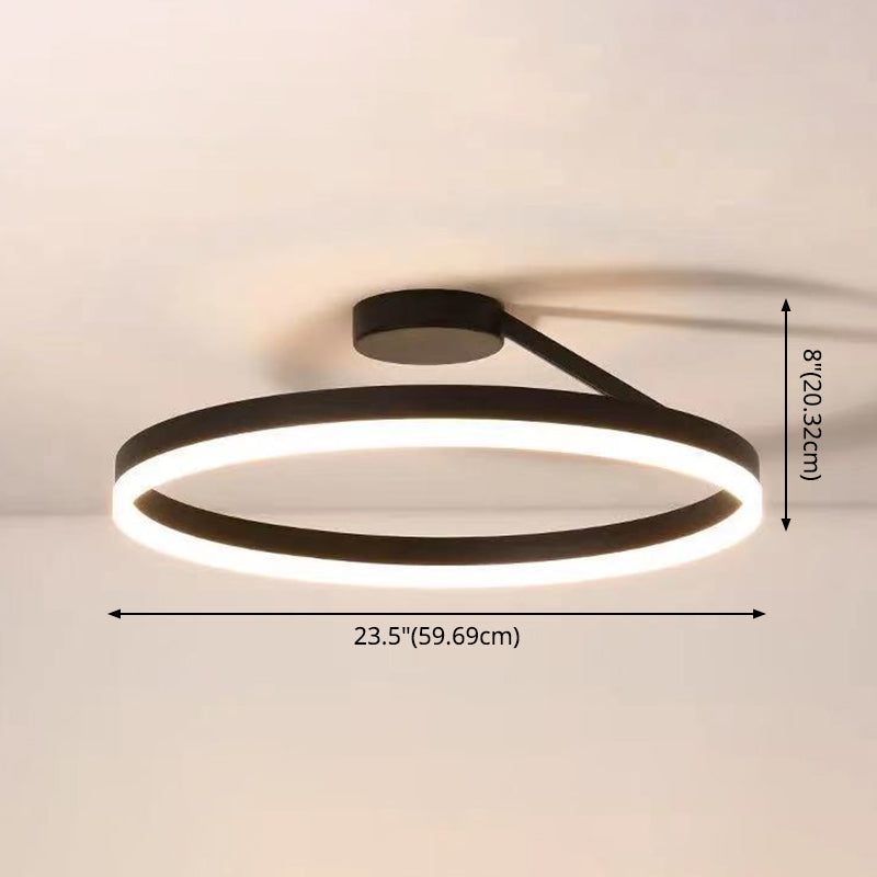 Circular Semi Flush Mount Lighting Contemporary Metal Ceiling Light Fixtures for Bedroom