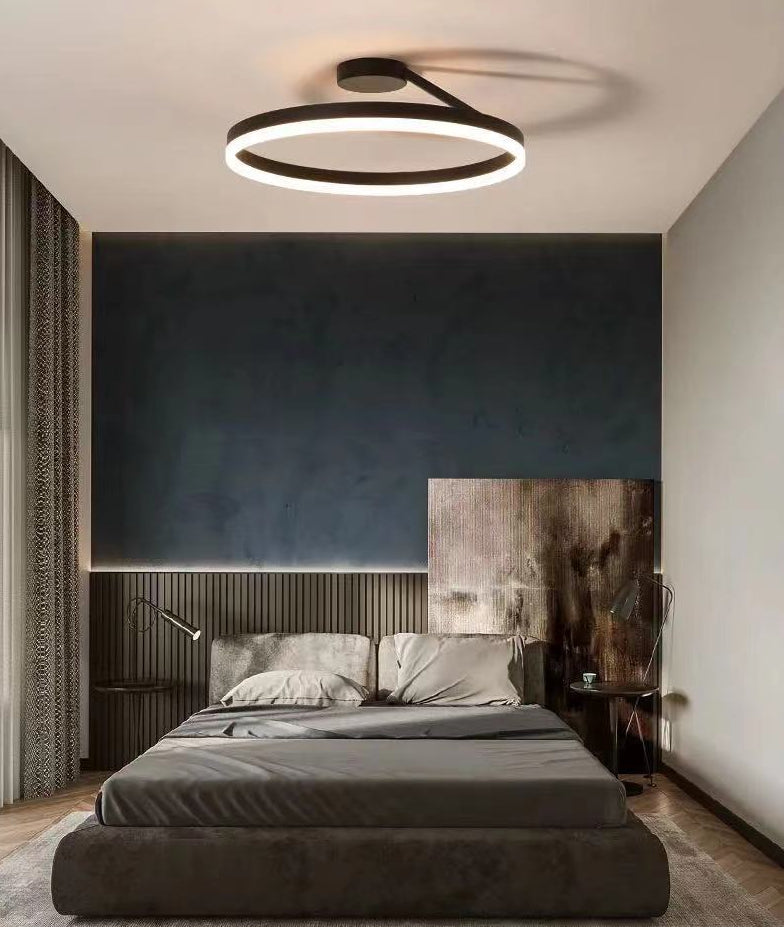 Circular Semi Flush Mount Lighting Contemporary Metal Ceiling Light Fixtures for Bedroom