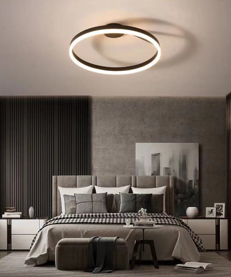Circular Semi Flush Mount Lighting Contemporary Metal Ceiling Light Fixtures for Bedroom