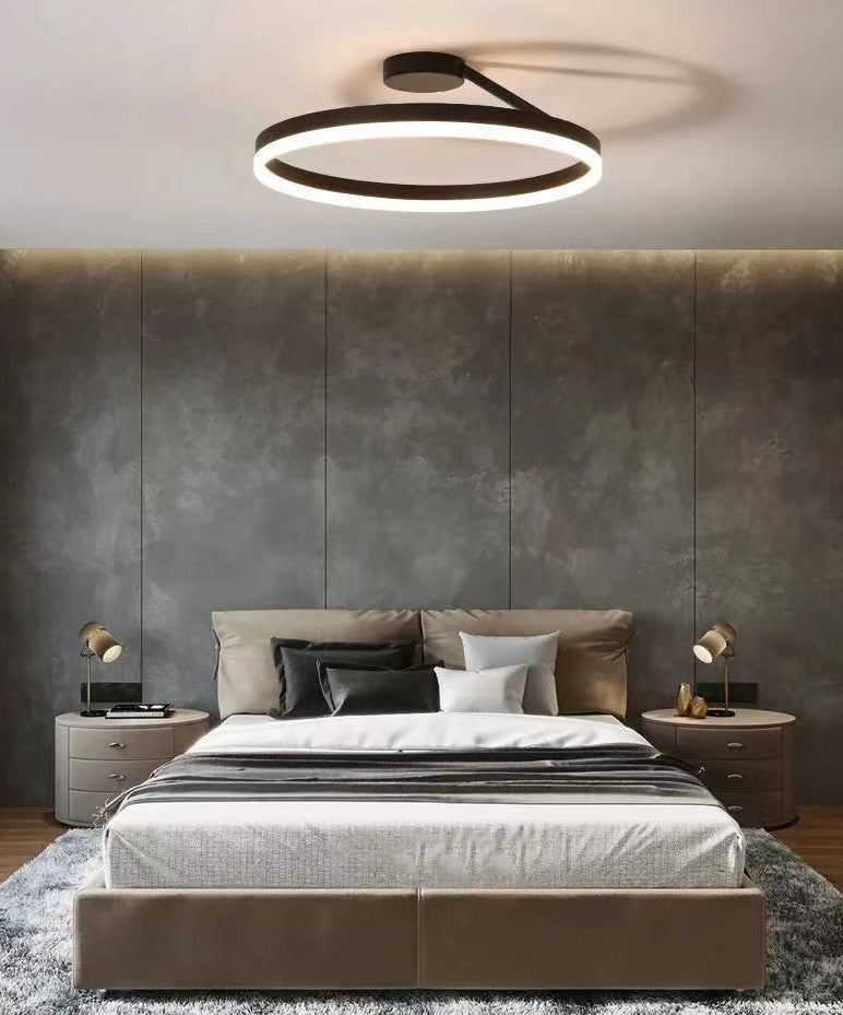 Circular Semi Flush Mount Lighting Contemporary Metal Ceiling Light Fixtures for Bedroom