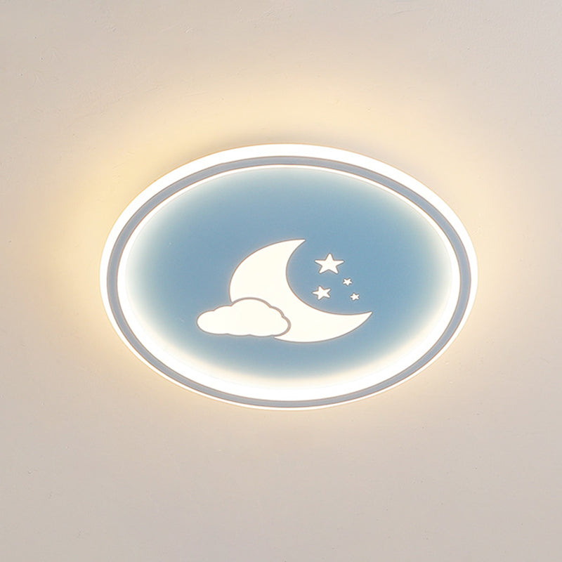Lámparas de luz de Luna y estrella 1 lámparas modernas de techo de dormitorio incorporadas de metal ligero