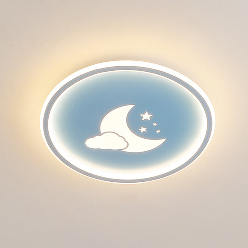 Lámparas de luz de Luna y estrella 1 lámparas modernas de techo de dormitorio incorporadas de metal ligero