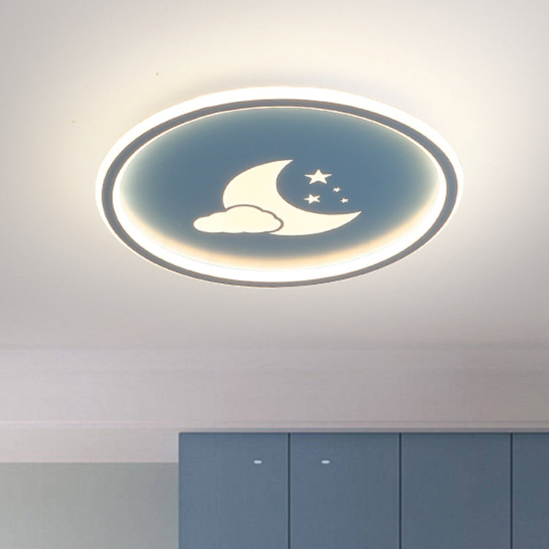 Lámparas de luz de Luna y estrella 1 lámparas modernas de techo de dormitorio incorporadas de metal ligero