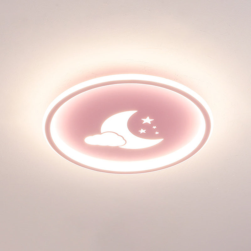 Lámparas de luz de Luna y estrella 1 lámparas modernas de techo de dormitorio incorporadas de metal ligero
