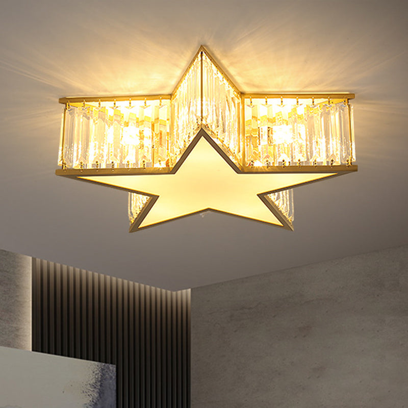 Pentagram Flush Mount Light Fixtures 1 Light Crystal Contemporary Ceiling Lights Flush Mount