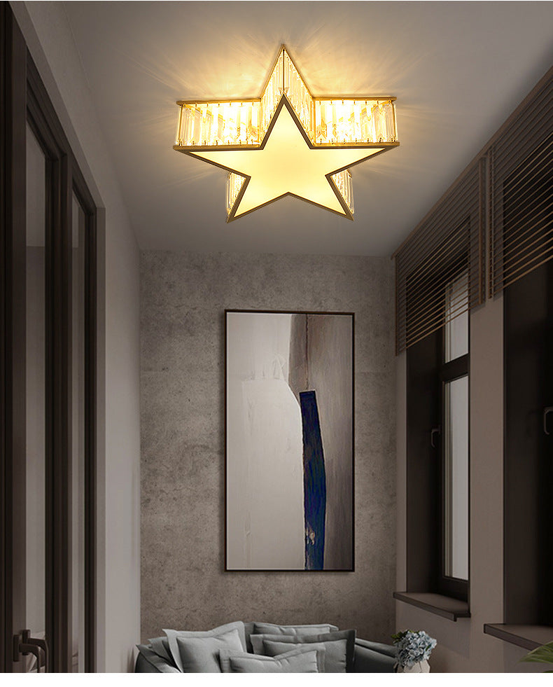 Pentagram Flush Mount Light Fixtures 1 Light Crystal Contemporary Ceiling Lights Flush Mount