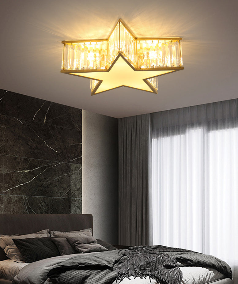 Pentagram Flush Mount Light Fixtures 1 Light Crystal Contemporary Ceiling Lights Flush Mount