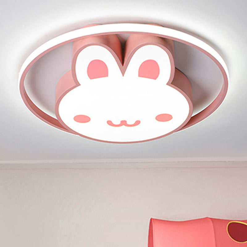 Rabbit Flush Light Fixtures 1 Light Metallic Cartoon Flush Mount Ceiling Light Fixture