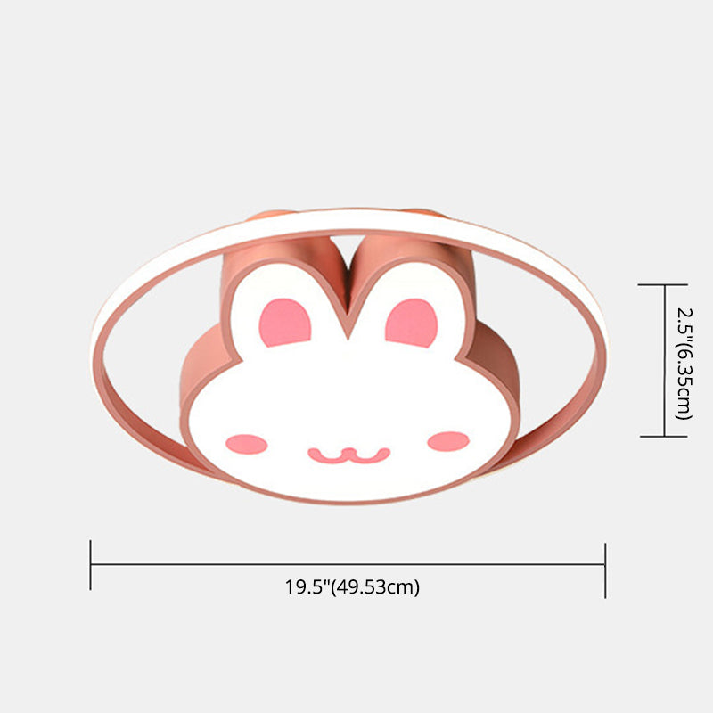 Rabbit Flush Light Fixtures 1 Light Metallic Cartoon Flush Mount Ceiling Light Fixture