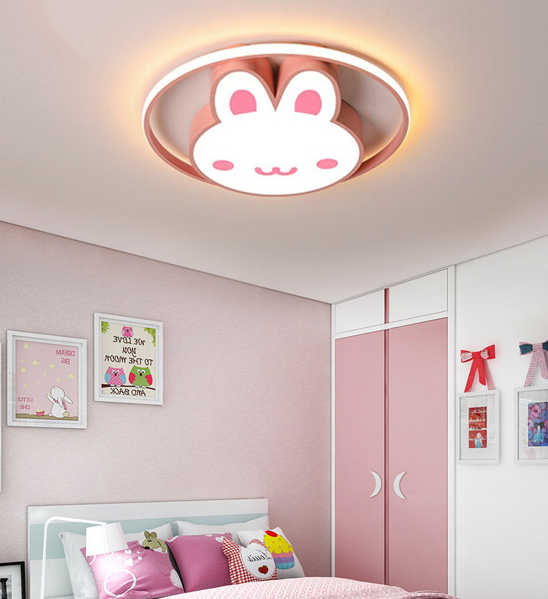 Rabbit Flush Light Fixtures 1 Light Metallic Cartoon Flush Mount Ceiling Light Fixture