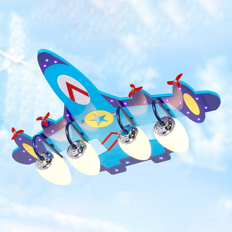 Airplane Flush Mount Ceiling Light Cartoon Glass Ceiling Mount Chandelier for Bedroom