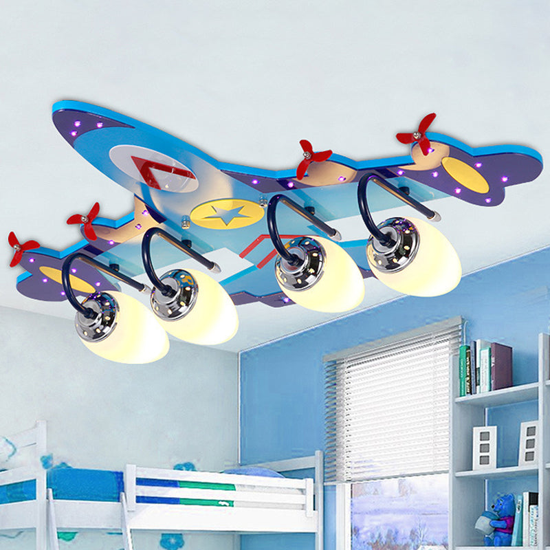 Airplane Flush Mount Ceiling Light Cartoon Glass Ceiling Mount Chandelier for Bedroom