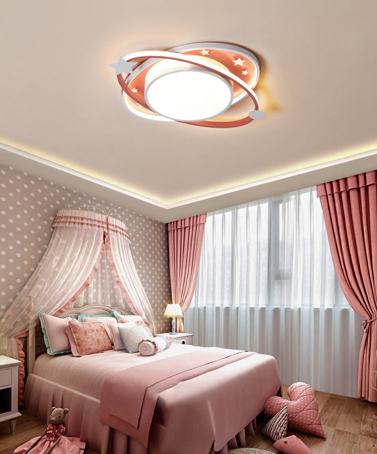 Planet Flush Mount Ceiling Light Contemporary Acrylic Ceiling Mount Light Fixture for Bedroom