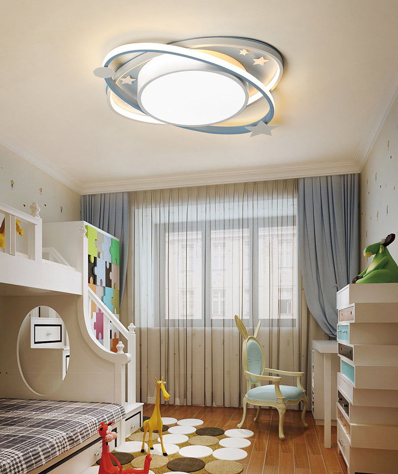 Planet Flush Mount Ceiling Light Contemporary Acrylic Ceiling Mount Light Fixture for Bedroom