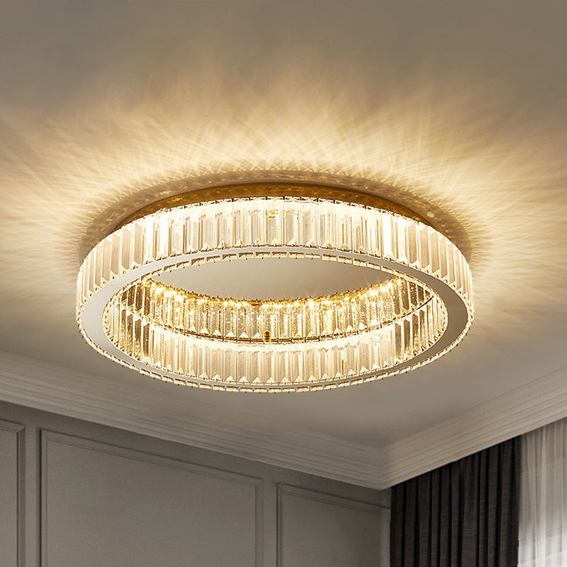 Circle Flush Mount Ceiling Light Fixtures Modern Crystal Ceiling Mount Chandelier for Living Room