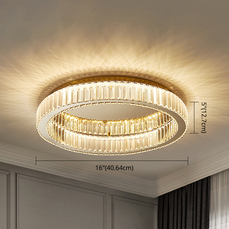 Circle Flush Mount Ceiling Light Fixtures Modern Crystal Ceiling Mount Chandelier for Living Room