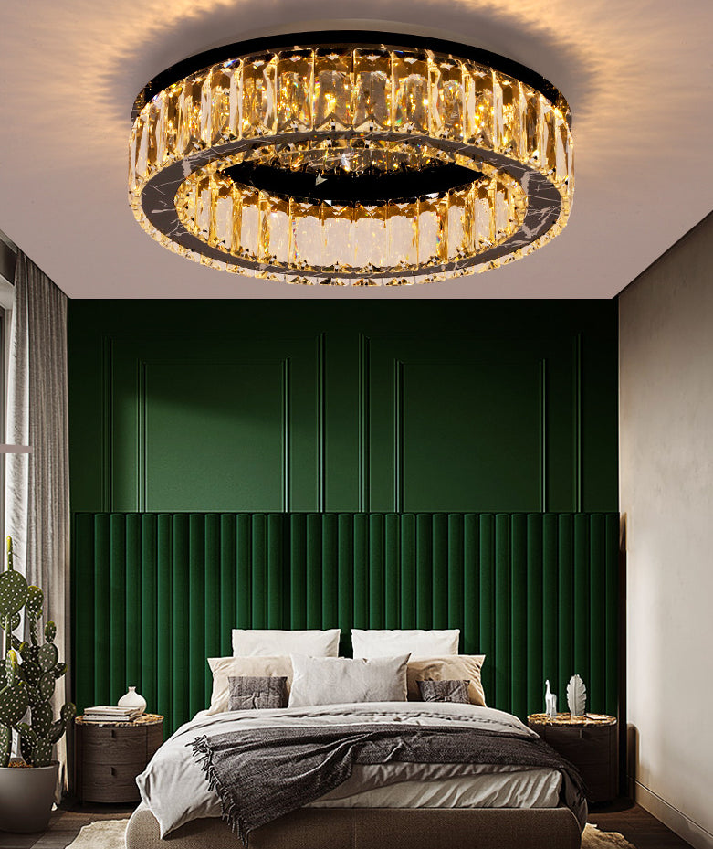 Round Flush Mount Ceiling Light Fixture Contemporary Crystal Ceiling Light Fixtures
