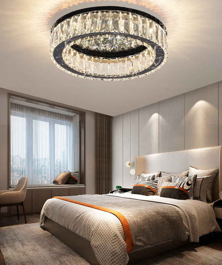 Round Flush Mount Ceiling Light Fixture Contemporary Crystal Ceiling Light Fixtures